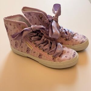 LoveShackFancy Lavender Floral High-Top Sneakers